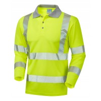 Leo Workwear Barricane Class 3 Yellow Hi Vis Long Sleeve Polo Shirt